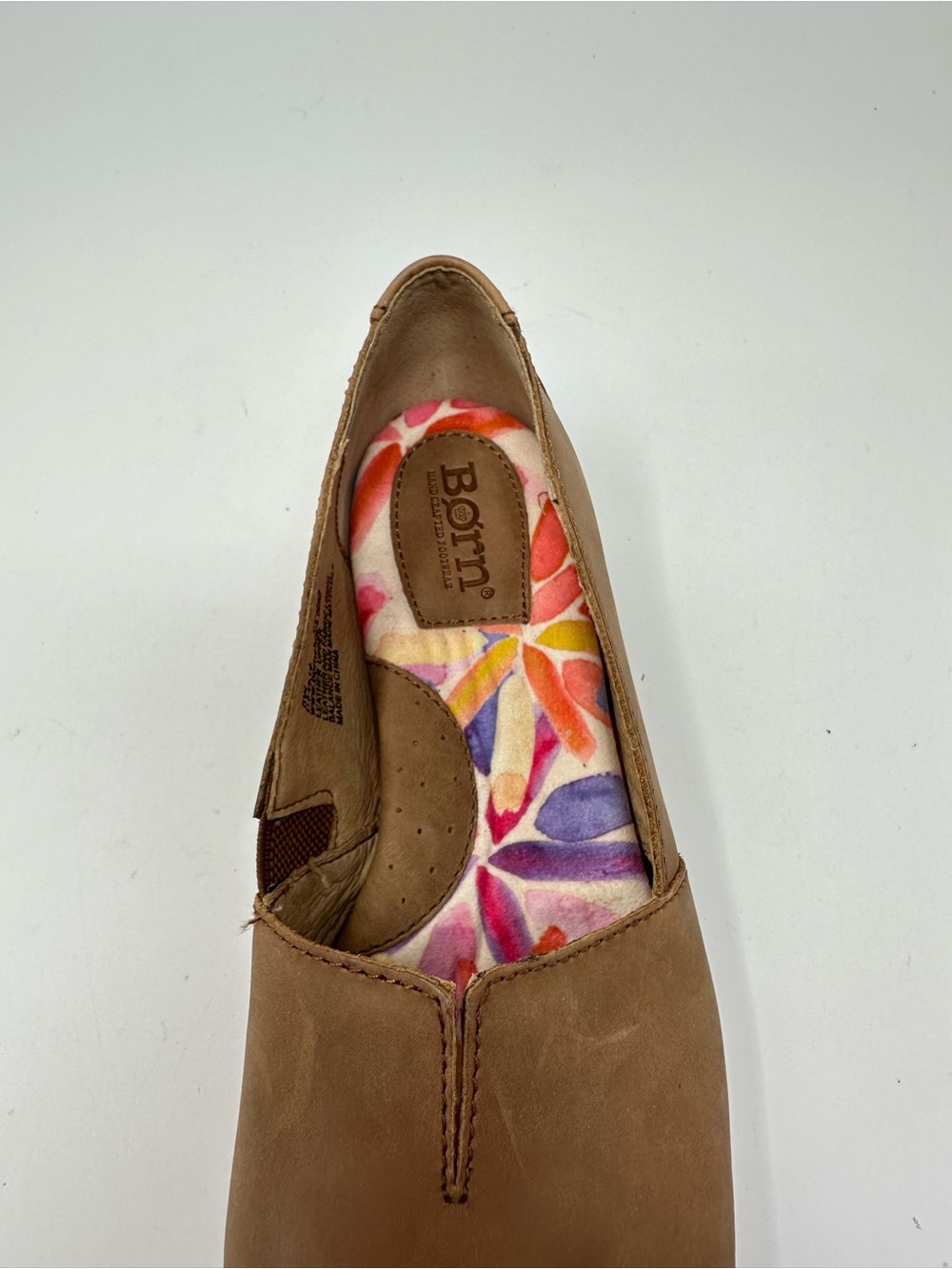 Born Sebra Brown Leather Flat with Cautioned Sole Women's Size 8W - Picture 14 of 15